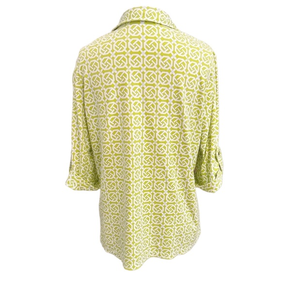 J. McLaughlin Monroe Catalina Cloth Button Up Top Green Geometric Small. B11 - Picture 2 of 7